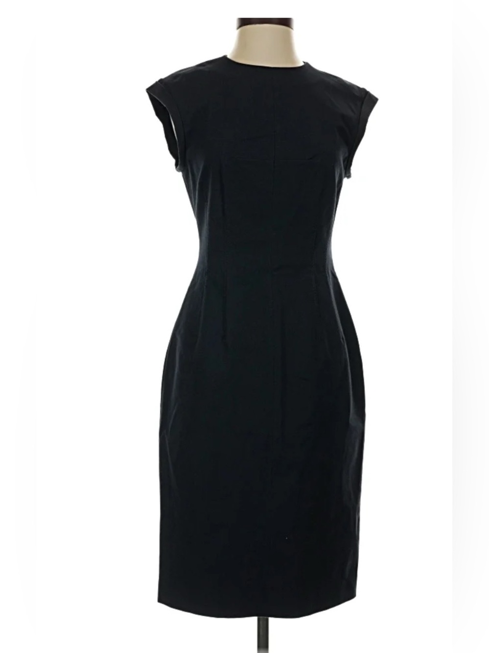🌺 2/$20 Banana Republic Size 4P Petite Black Fitted Sheath Dress Cap Sleeves